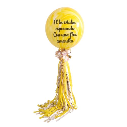 Arreglo de globo burbuja amarillo con temática de Flores Amarillas con entrega en Ciudad de Guatemala