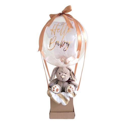 Arreglo de Globo para regalar en Baby Shower con Conejito de Peluche