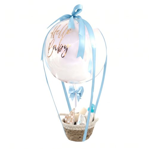 Arreglo globo burbuja personalizado con accesorios para la ducha del nuevo bebé versión Niño
