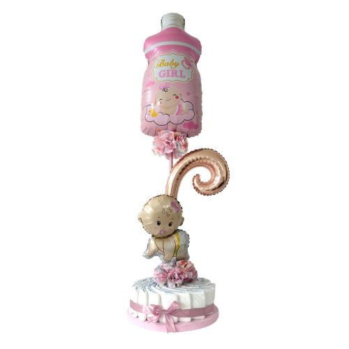 Arreglo de Globos para Baby Shower regalo para niña con pañales