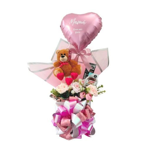 Arreglo de Globos Premium con Peluche para Mamá