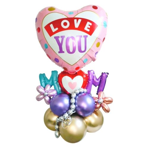 Bouquet de Globos Corazón para Mamá "Love U Mom"