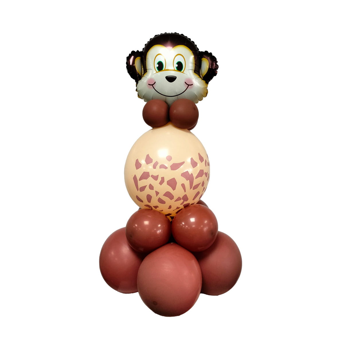 Arreglo de globos centro de mesa con carita de mono para decoracion de eventos en fiestas infantiles