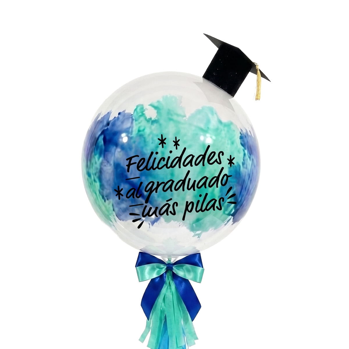 Globo burbuja Azul con texto personalizado para Graduación Entrega en Ciudad de Guatemala