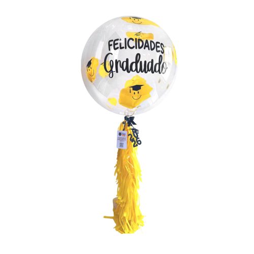Arreglo de Globo Burbuja con texto personalizado Felicidades Graduado