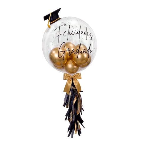 Globo Burbuja Personalizado Felicidades Graduado tonos Gold