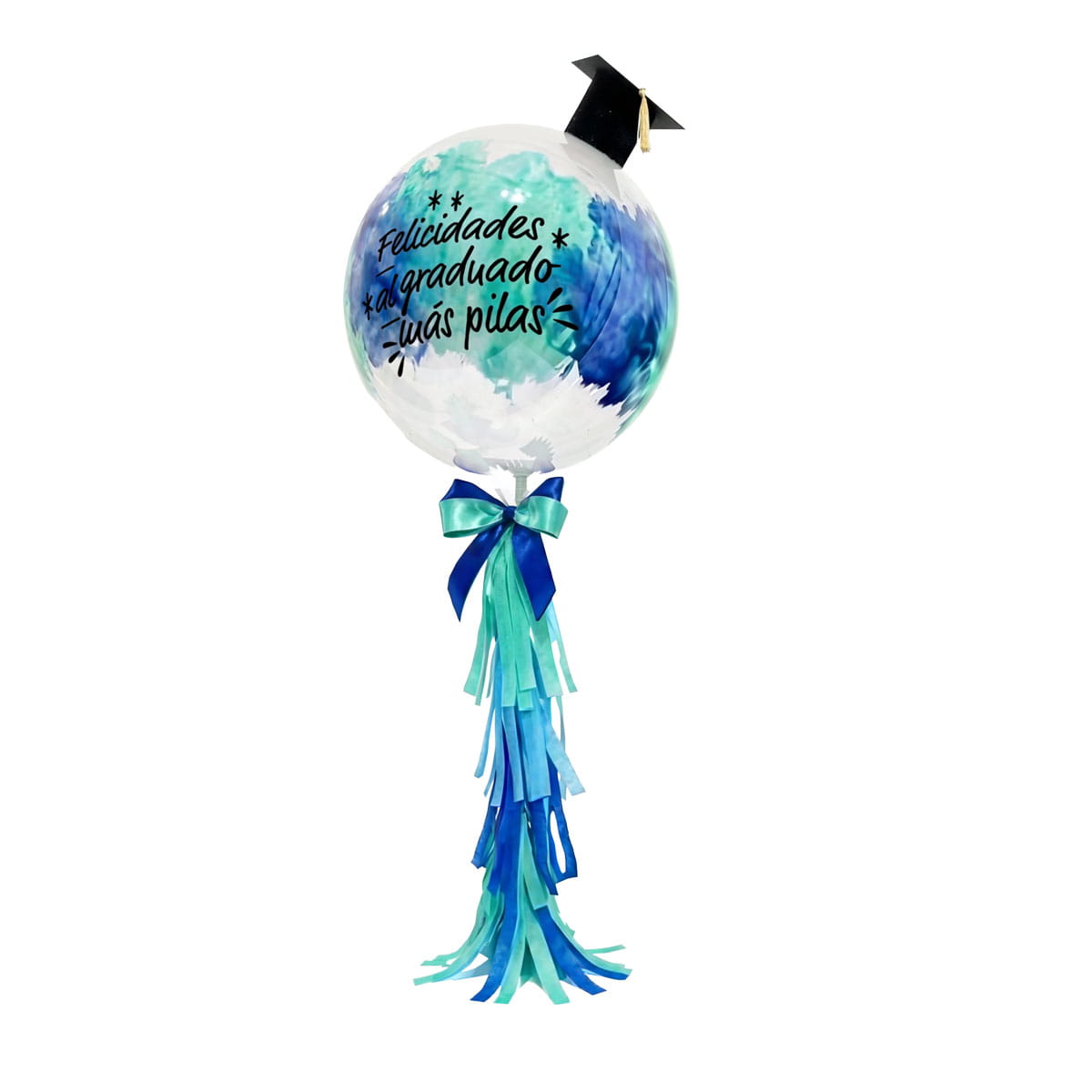 Globo Burbuja con texto personalizado para Graduación en tonos Azules entrega a domicilio