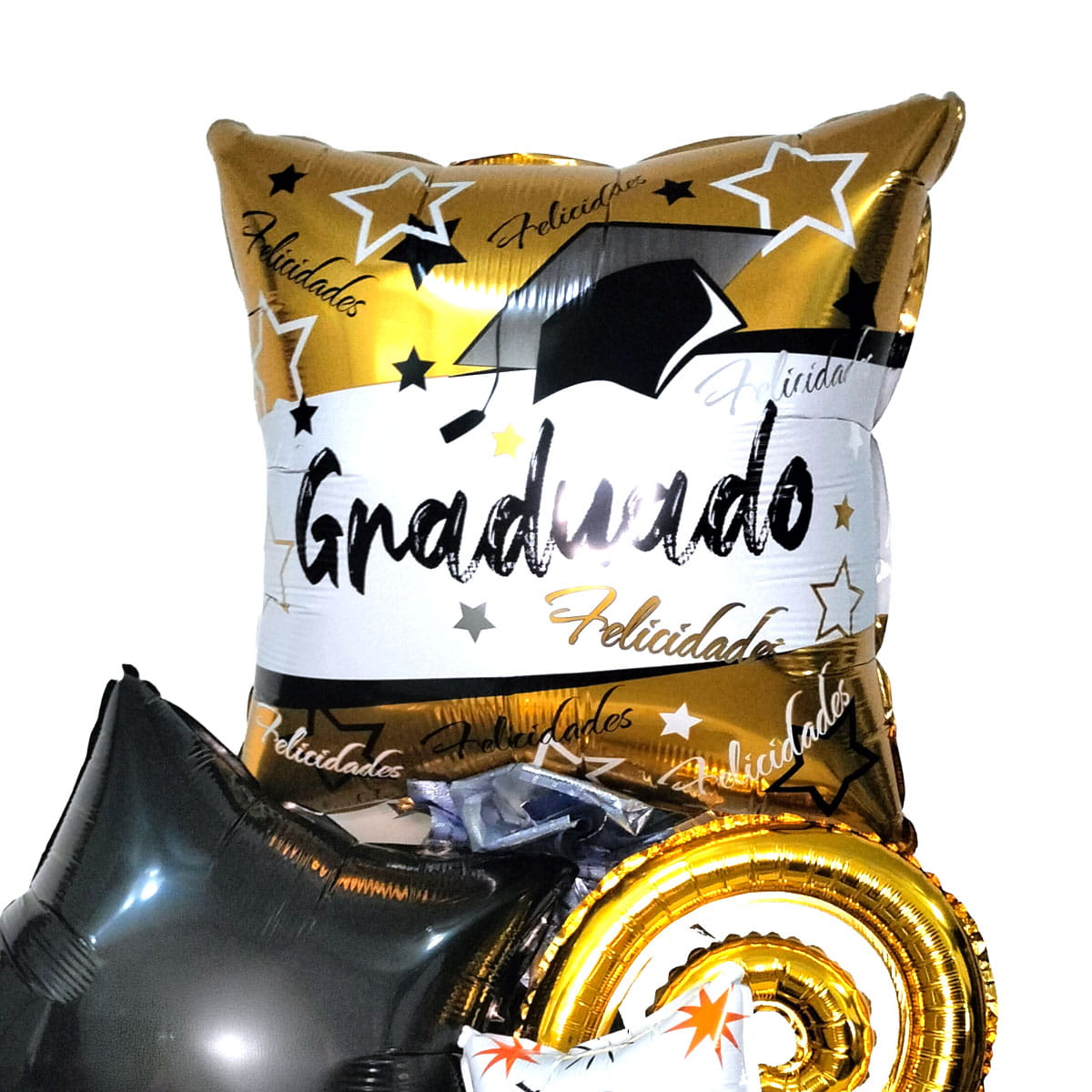 Globo metalizado Felicidades Graduando con acercamiento